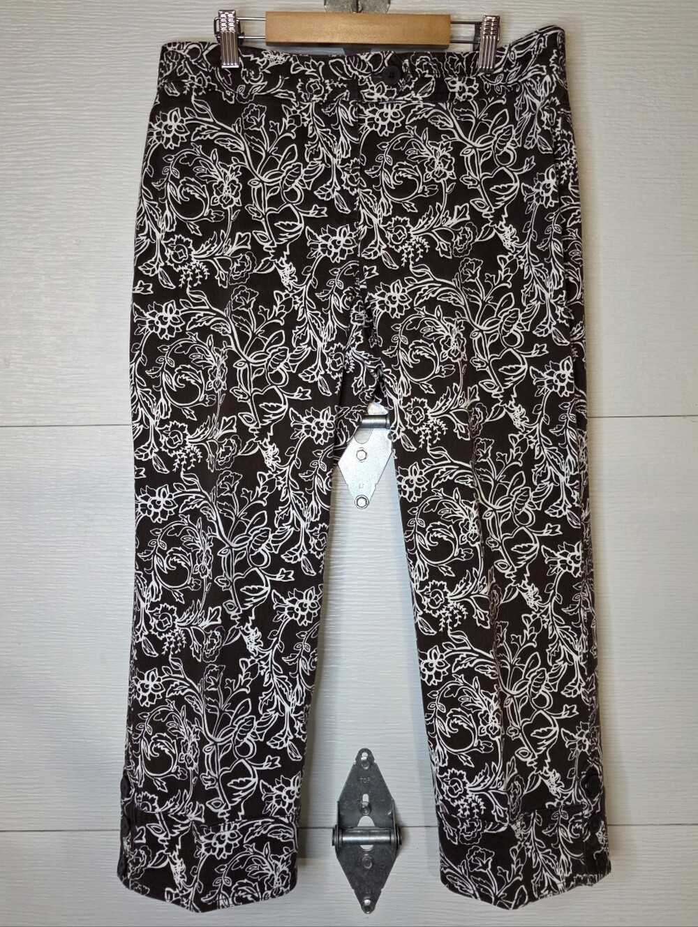 LOFT Brown and White Floral Print Pants